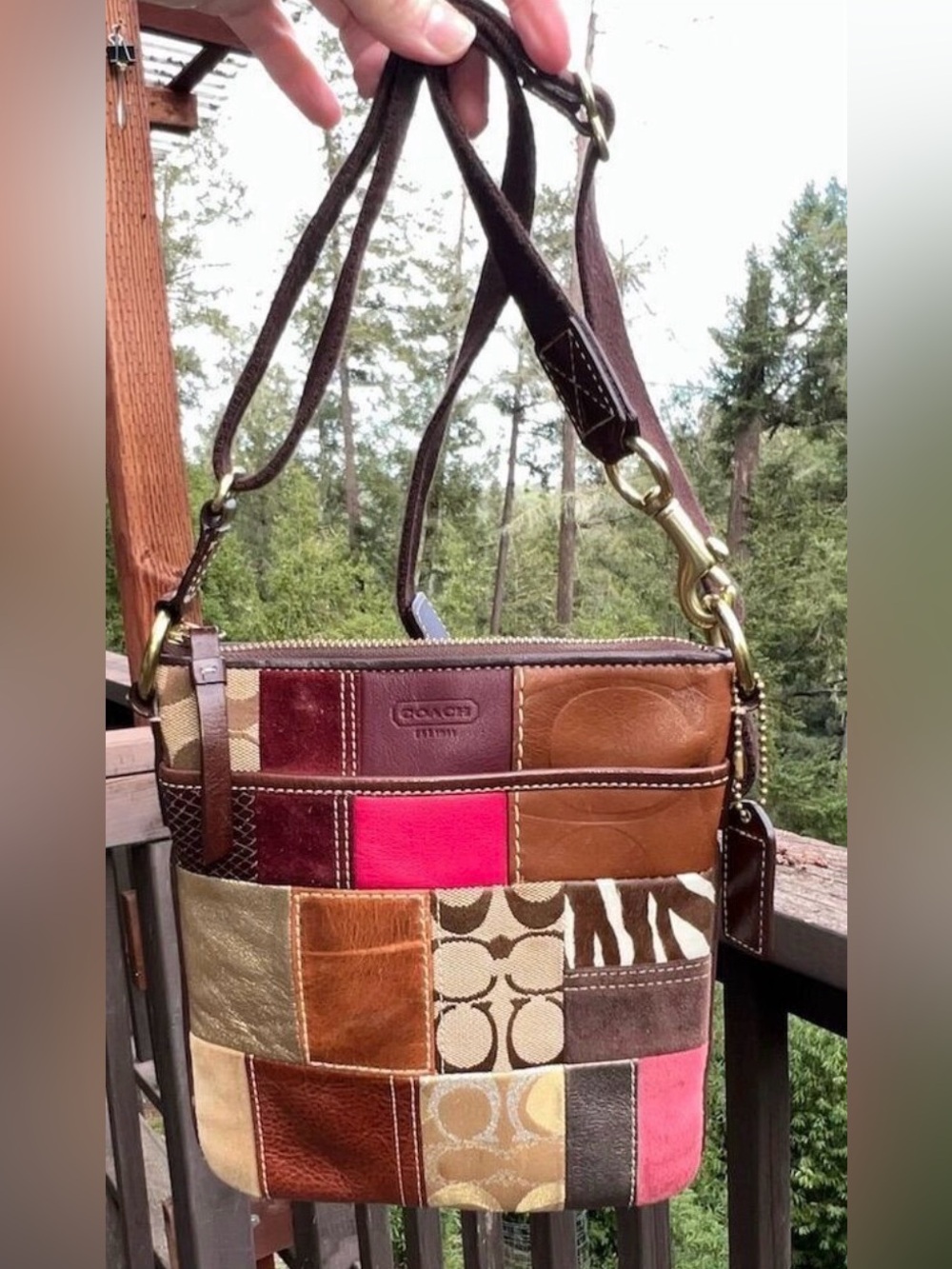 Coach Patchwork Leather & Signature Canvas Shoulder Bag with Original Hangtag